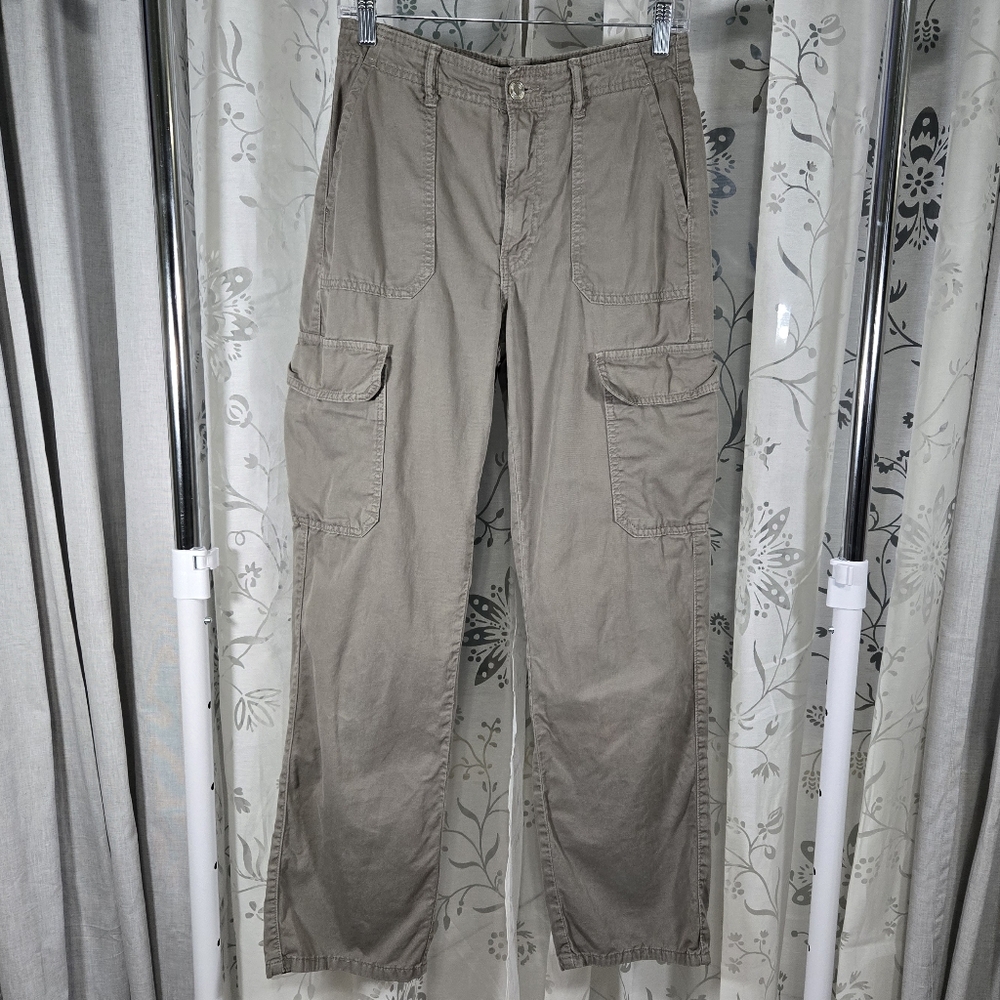 Zara‎ Cargo Pants Gray Green Size 4 Utility Style Pockets Excellent Condition